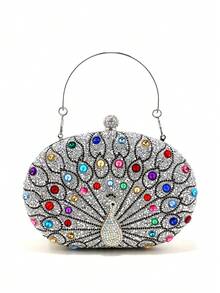 Acrylic Rhinestone Evening Handbag For Wedding, Popular Chain Shoulder Bag Adorned With Rhinestones - Multicolor - View 5