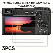 3 piezas Protector de pantalla de vidrio templado, grosor ultra delgado, dureza 9H. Compatible con cámaras NEX-5R/NEX-5C/NEX-3N/RX100/RX1/S2/A1/A7S3/A7R3A Protector de vidrio templado. - Ver 1