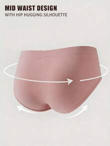 4pcs Seamless Mid-Waist Panties, Maillard Color Comfortable High Elasticity Triangle Briefs - Multicolor - View 7