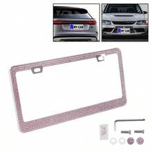 Rhinestone Metal Square Hole License Plate Frame, US Standard Rhinestone License Plate Holder For Canada, USA, Mexico, Stainless Steel, Suitable For Sedan, Sports Car, Electric Car, Travel Car, RV, SUV, Pickup, Off-Road Vehicle, Convertible, Van, Small Truck, Hybrid Car - Multiple Styles - View 10