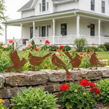 5pcs Vintage Distressed Metal Bird Decor, Outdoor Fence Cardinal Shaped Garden Yard Ornament - Rusty Bird Five-piece Set - View 6