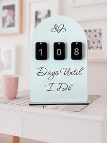 1pc Bohemian Style Wedding Countdown Sign - Wooden Display Board, Visual Tracking Of Days Remaining Until Wedding. Featuring 3D Freestanding Design With Creative Block-Style Number Date Display. - A - View 4