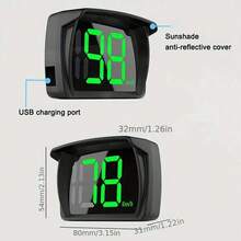 GPS HUD Digital Speedometer Display For Car Truck SUV, Real-Time KM/H MPH Speed Meter With Bright LED Screen, USB Plug & Play Head Up Display Monitor, Compact Driving Accessories Gift For Men Women, Summer Essential - USB Powered - View 8