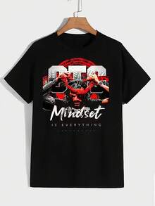 La T-shirt "Attitude is Everything" per Uomo - Logo e Slogan Ufficiali ("Mindset is Everything"), Stampa Lottatore in Nero e Rosso, Abbigliamento Unisex per Collezionisti e Appassi - nero - Visualizzare 1