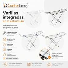 Inde CONFORTIME | 20m Folding Clothes Airer, Anthracite Metal Extendable Vertical Clothes Drying Rack With Wings, Indoor And Outdoor Clothes Dryer, Space Saving For Laundry Room, Balcony Or Terrace - 20M Anthracite Metal - View 4