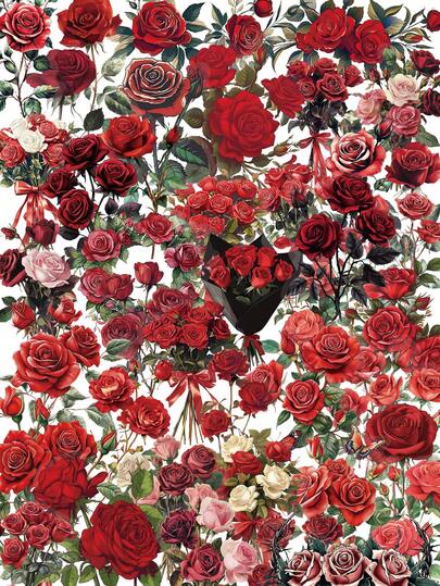 50pcs Vintage Red Rose Waterproof Stickers, Suitable For Water Bottles, Laptops, Skateboards, Guitars, Refrigerators, Suitcases, Desktops, Walls, Room Decor, Scrapbooks, Phone Cases, Home Decor, Birthday, Holiday Gifts