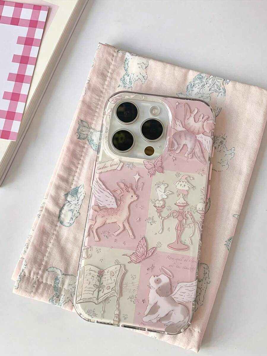 1個 Ins 天使小鹿小狗 IMD 全包覆防震 TPU 手機殼,適用於 Apple 11 Pro Max/12 Pro Max/13 Pro Max/14 Pro Max/15 Pro Max/16 Pro Max/17 Pro Max - 彩色 - 查看 1