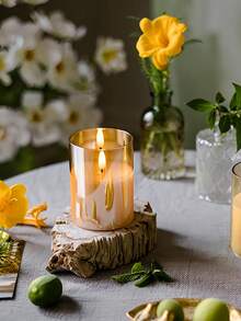 1pc/2pcs/3pcs LED Flameless Candles, Flickering LED Pillar Candles, Candle Lights, Upgraded Water-Drop Shaped Wick, Battery Operated Electronic Candles (Batteries Not Included), Suitable For Table Centerpiece Decoration, Wedding, Garden, Holiday Party, Gift, Fireplace, Home Decor (Gold, 3 Inch X 4 Inch 5 Inch 6 Inch) - Gold - View 5