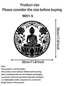 1件 2D平面佛陀蓮花曼陀羅金屬牆飾 - 黑色剪影禪意靈性裝飾品。適合冥想室、居家與庭院裝飾、茶室及瑜伽工作室。送給親友與追求內心平靜者的舒心居家禮物。 - 蓮花佛 - 查看 13