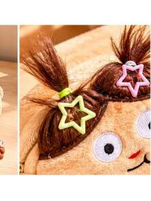 3pcs Cute Face Plush Zipper Pencil Case Set, With 2 Random Color Neutral Pens, Soft Pencil Pouch, Creative School Office Stationery, Back To School - Multicolor - View 3