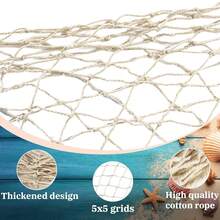 Party Fish Net Decoration - 100 * 200 Cm Fishing Net Decorative Net For Wall Photo Hanging Nautical Fishing Net Tablecloth Decoration Ocean Theme Birthday Party Rope Net - Beige - View 9