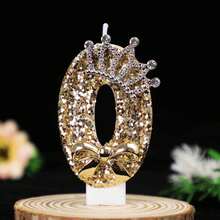 Gold Glitter Number Candle With Rhinestone Crown And Bow, Shiny Cake Decoration Topper, Suitable For Birthday, 16/18/21st Adult Party, Anniversary, Bachelorette Party, Christmas, New Year, Graduation And Holiday Party, Elegant Number Candle, Practical And Cute Party Decoration - View 23