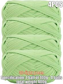 4 件/400 克优质涤纶钩针和针织纱，100 克/件，30 米/件长度 - 非常适合 DIY 项目、T 恤、拖鞋和篮子、织物条手工编织 DIY 包、玩具、鞋子、地毯、收纳篮内衬 - 彩色 - 查看 31
