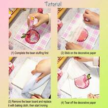 [9pcs Set]6pcs Rainbow Glitter Fabric Iron-On Beads + 3pcs Baking Cloth, Easy To Iron No-Hole Craft, Melted Bead Craft Accessories Tools (15*20cm) - A - View 5