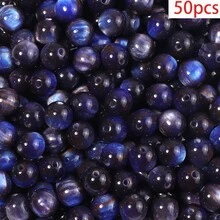 50 Buah Manik-Manik Bulat Imitasi Resin Batu Mata Harimau Berwarna-warni dengan Lubang Lurus, Manik-Manik Bulat Gradien Langit Berbintang Berkilau, Cocok untuk Pembuatan Perhiasan DIY - Untuk Gelang, Kalung, dan Anting-Anting, Manik-Manik Pembuatan Perhiasan - MultiWarna - View 11