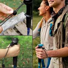 2pcs/Backpack Hiking Trekking Pole Rope, Adjustable Elastic Rope, Lanyard Fixing Clip, Suitable For Outdoor Hiking, Walking, Night Travel, Trekking Pole Carrying Rope, Elastic Rope - Multicolor - View 4