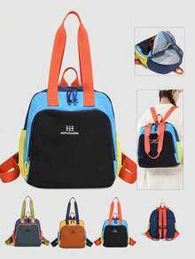 Convertible Color-Block Tote Backpack, Lightweight Water-Resistant Crinkle Nylon Multi-Purpose Casual Daypack For School, Commute, Outdoor Activities - Multicolor - View 4