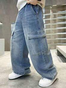 Tween Boy Spring Workwear Denim Jeans Summer Fashion New Style - Blue - View 5