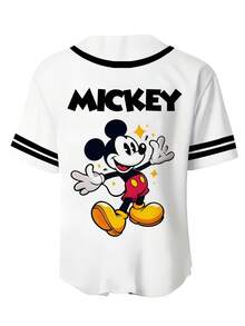 Casual Style Disney Baseball Jersey Mickey Mouse Print Summer Wear - 彩色 - 查看 3