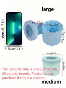 1個矽膠冰塊模具附蓋，圓柱形冰模，便攜式製冰器，3D圓柱形製冰器，易脫模矽膠冰塊模具，多層設計，簡單桶狀外型，製冰器，簡單廚房工具，易脫模擠壓冰杯，可堆疊冰塊模具，矽膠材質，快速冷凍，飲料冷卻器，居家酒吧工具，節日派對，夏季飲品，適合成人，多功能製冰器。可重複使用，適合居家、酒吧、夜店及戶外派對。 - 彩色 - 查看 4