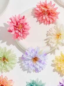 3/6pcs Random Multicolor Spring Fresh Style Artificial Chrysanthemum Hair Clips 3D Gradient Flower Hairpins Silk Flowers Mori Style Girls Hair Accessories Daily Match Party Headwear - Multicolor - View 7