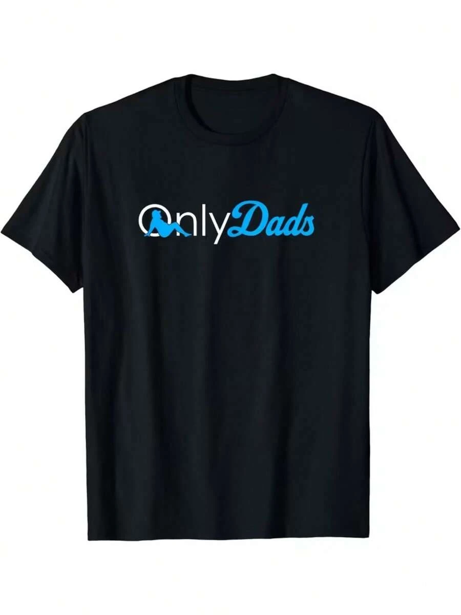 Solely Dad Humorvolles schwarzes Ganzjahres T-Shirt - weiches und atmungsaktives Rundhals T-Shirt, blaues Muster "Solely Dad" Muster, geeignet für Freizeitkleidung und Väter - Schwarz - Übersicht 1