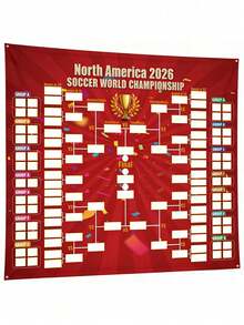 2026 World Cup Extra Large Schedule Poster, 48 Teams Football Jersey Colorful Flags Country Banners, Tournament Timetable Football Match Wall Chart Suitable For Home, Office, Bar, Football Club Decoration (Red) - Multicolor - View 1