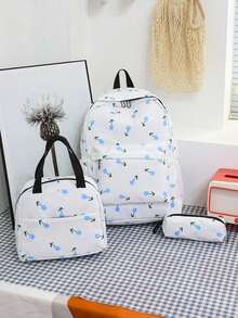 Versatile Fashionable Women's Ditsy Floral Double Backpack Set Student School Bag - Multicolor - View 12