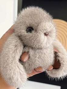 1pc Rabbit Plush Doll Toy Faux Fur Cute Bunny Imitation Mink Keychain Bag Decoration Pendant Accessories Birthday Gifts - Multicolor - View 13