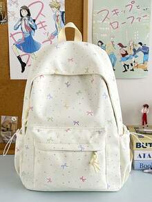 Colorful Bow Print Girls Backpack, Lightweight Student School Bag, Multifunctional Campus Backpack For Teen Girls, Suitable For Middle And High School - Multicolor - View 3