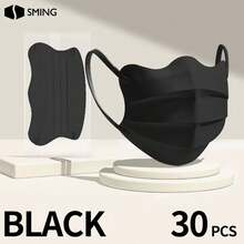 30pcs Fashionable Individually Wrapped Disposable Face Masks, Wavy Design, Suitable For Daily Life And Outdoor Activities, Unisex, Multiple Colors Available, Great Holiday Gift - Multicolor - View 18