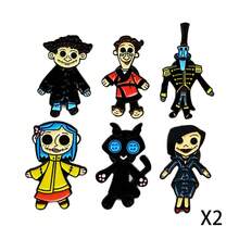 6pcs Button Eye Plush Enamel Pins, Customized Brooch Lapel Pin, Cartoon Gothic Character Jewelry, Gift For Friends - Multicolor - View 6