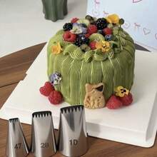 3Pcs Basketweave Piping Tip Stainless Steel Icing Piping Nozzles Half Row Braided Flower Tube Tips Set Braided Decorating Tube For Pastry Fondant Tools Cupcakes Cakes Cookies Decorating - Silver - View 1