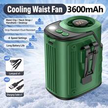W&O 3-In-1 Portable Cooling Neck Fan | Waist Fan | Desk Fan - 18000Rpm Powerful Brushless Motor, Super Strong Wind, Four Speed Adjustment, 3600Mah Large Capacity Ultra Long Endurance Battery, Led Light Power Display - 綠色 - 查看 4