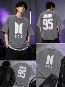 100% Cotton Men's And Women's Universal Style Vintage Washed T-Shirt  Retro World Tour 2026 Concert K-Pop Bangtan Fan Gift - 灰色 - 查看 6