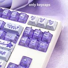 Juego de 172 teclas Campo de Flores de Verano Púrpura PBT+PC Translúcido Altura OEM Teclas de Teclado Mecánico Compatible con 61/64/75/87/98/104 - Ver 11