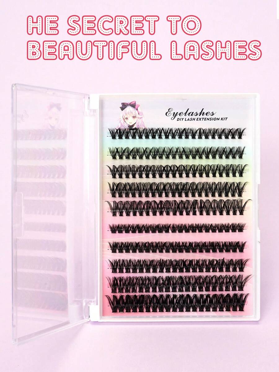 200pcs Cluster Eyelashes 40D+60D Mixed Style 9-16mm Eyelash Extension Patches Suitable For DIY Eyelash Growth Beginners Home Party - D - View 1