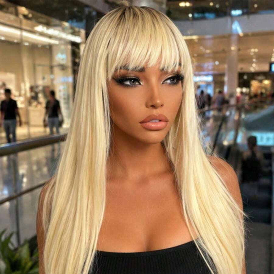 Peruca feminina prática, peruca de cabelo liso, 60cm, 280g, KAYANE-T27/613 - T27/613 - Visão 1