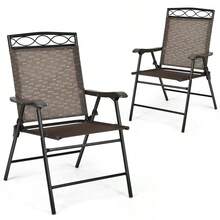 [Free Shipping] Set Of 2 Patio Folding Chairs Sling Portable Dining Chair Set With Armrest-XY737067 - FXCZAMZOJW82W0 - View 7