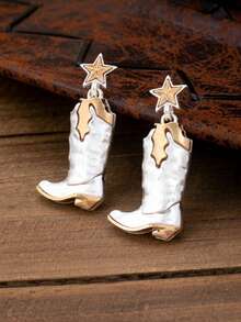 2pcs Bohemian Western Style Minimalist Fashion Boots Earrings For Women, Suitable For Vacation, Party And Daily Wear - Riding Boot Earrings - View 7