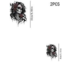 1/2/3PCS Black White Red Color Sugar Skull Women Heat Transfer, Gothic Red Rose Tattoo Pattern Heat Transfer, Vinyl Print, Heat Transfer Sticker, Iron-On Transfer Sticker Decal - Suitable For Pillows, DIY, Backpacks, T-Shirts, Canvas Bags, Sweatshirts, Jeans, T-Shirts, Clothing, Sewing Supplies - Multicolor - View 9