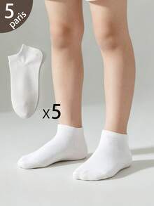 15 Pairs Kids & Youth Solid Color Striped Ankle Socks - Multicolor - View 3