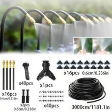 DIY Drip Irrigation Kit, Automatic Watering System With 360° Adjustable Brass Nozzle, Bendable Quick Connect Sprayer For Potted Plants, Elevated Flower Beds, Greenhouse, Garden Vegetable Bed Watering & Cooling - A - View 21