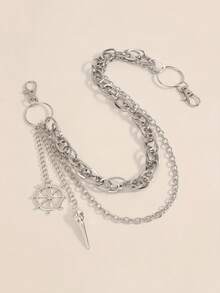 1pc Silver Punk Style Chain Belt Accessory | Featuring Anchor Shape And Spike Pendant Design, Perfect For Matching Dresses And Pants, Creating Fashionable Street Style, Expressing Personalized And Attitude. This Halloween Gothic Style Dark Beak Shaped Pants Chain Is A Hip-Hop Style Accessory, Suitable For Wearing During Back To School Season, And Also An Excellent Gift For Friends On Their Birthday. - Multicolor - View 5