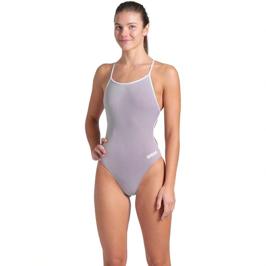 Arena Performance Women's Team Solid Lace Back Swimsuit One Piece Bathing Suit Variant 11 - Sea Foam/White - View 1