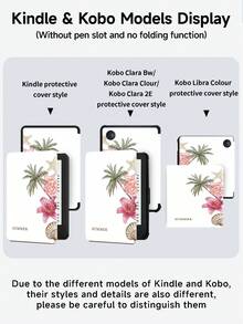 椰子樹、海洋與海龜插畫保護殼，適用於 iPad Air 8(M4)2026(11英吋)、Air 4/5 10.9英吋、7/8/9代 10.2英吋，內建筆槽，適用於 Tab S6 10.4英吋、Kindle 11代(2022/2024)、Kindle Clara 2E、Clara Colour、Clara BW(6英吋)與 Libra Colour(7英吋)，可愛女孩風時尚設計，生日節日禮物 - 彩色 - 查看 10