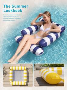URBANWAVE Stripe Inflatable Water Hammock Float Lounge, Portable PVC Pool Floating Chair With Headrest, Summer Beach Swimming Pool Water Float For Adults - Multicolor - View 5