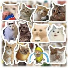 100 pièces Ensemble d'autocollants d'expression de chat amusants – Autocollants en vinyle imperméables mignons, convenant pour téléphone, ordinateur portable, scrapbooking, décoration DIY - Multicolore - Voir 9