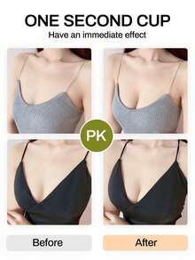 vfvQueen 1pc Women's Waterproof Adhesive Push-Up Bra, Reusable Silicone Invisible Bra, Strapless And Backless Design, Suitable For Swimwear, Wedding Dress And Backless Outfits - Apricot - View 5