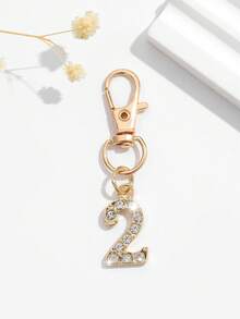 1pc Fashionable European And American Creative Versatile Cute Mini Lucky Number 1-25 Keychain Bag Charm, Suitable For Women's Car Key Bag Decoration And Gift - Gold - View 19